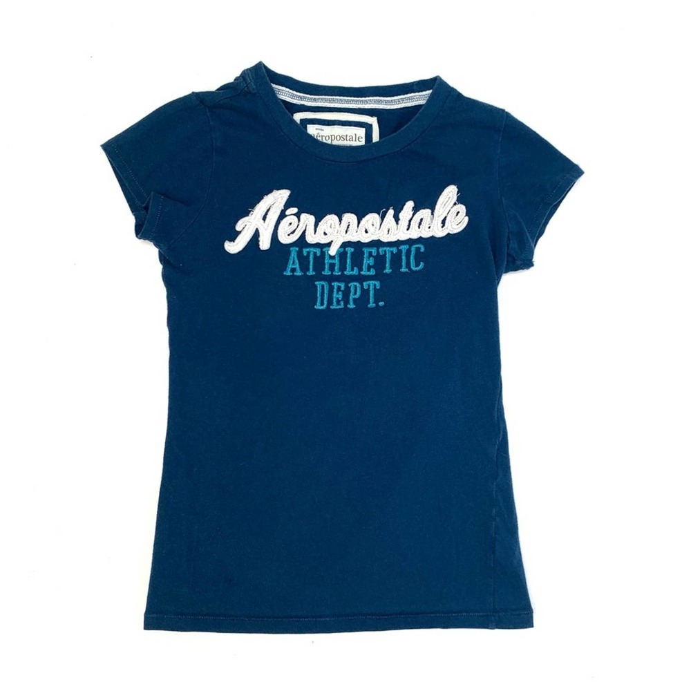 Aeropostale Navy Logo Short Sleeve Fitted Tee